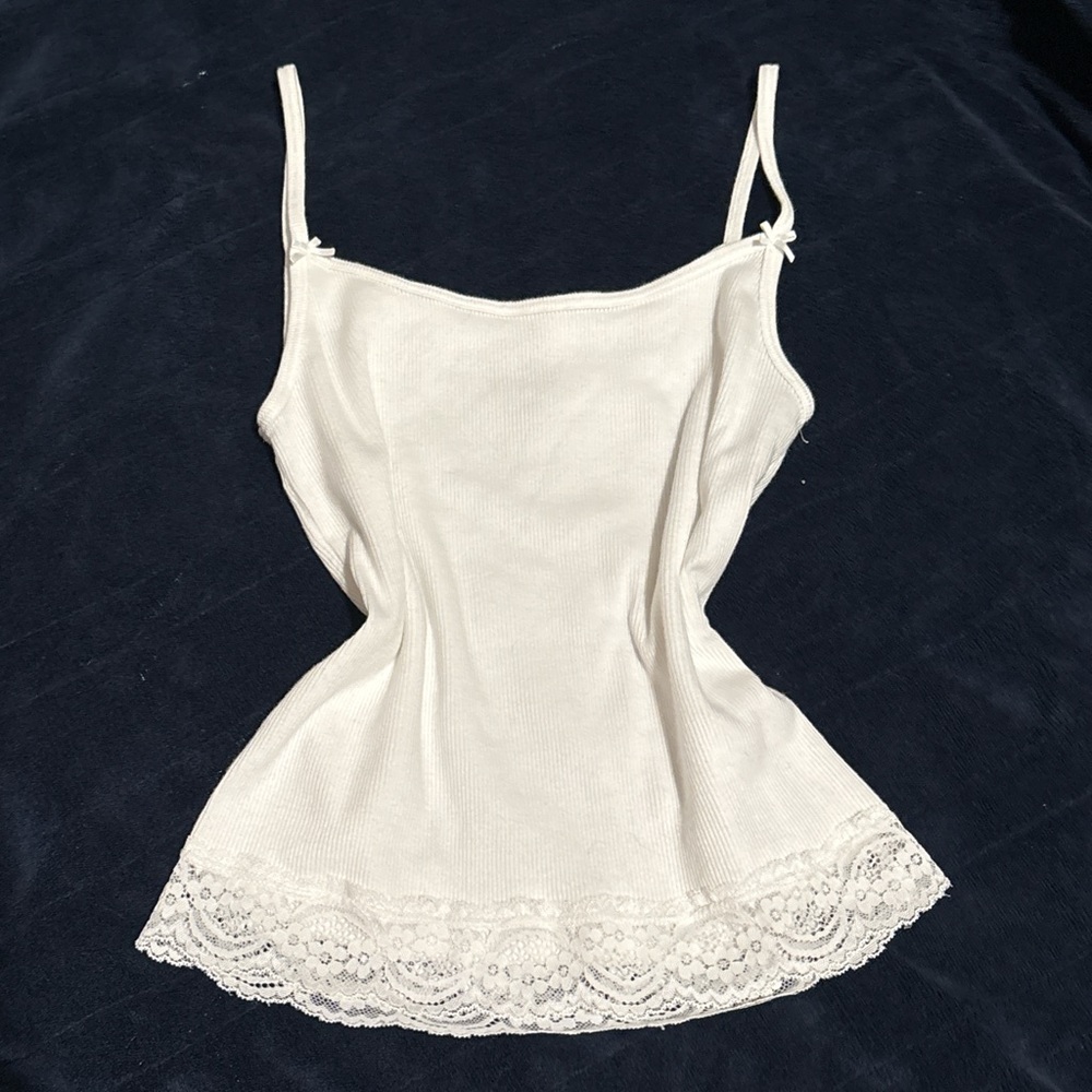 John galt lace ribbed cami top with bows